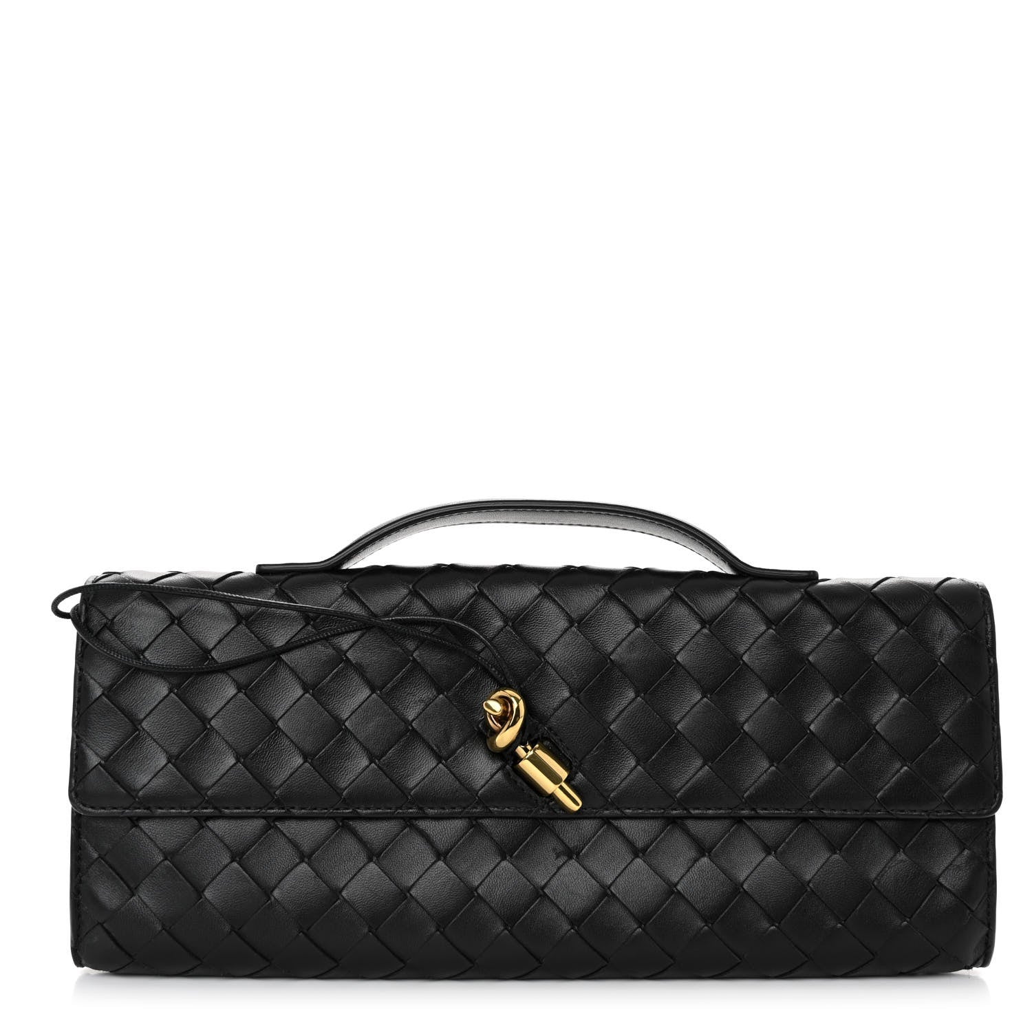 Bottega Veneta Nappa Intrecciato Long Andiamo Top Handle Clutch Black 1 of 10