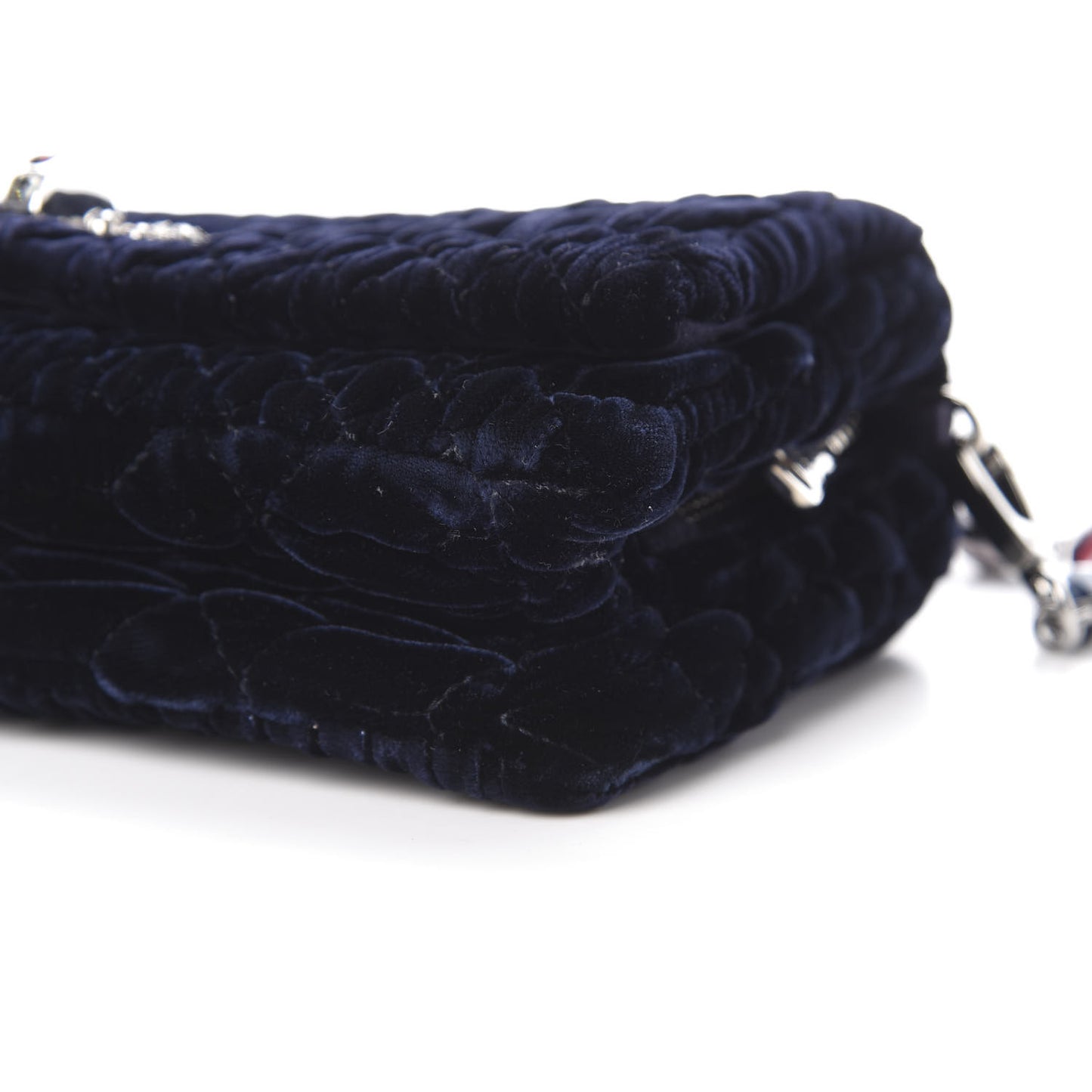 Velluto Matelasse Crystal Flap Clutch Navy