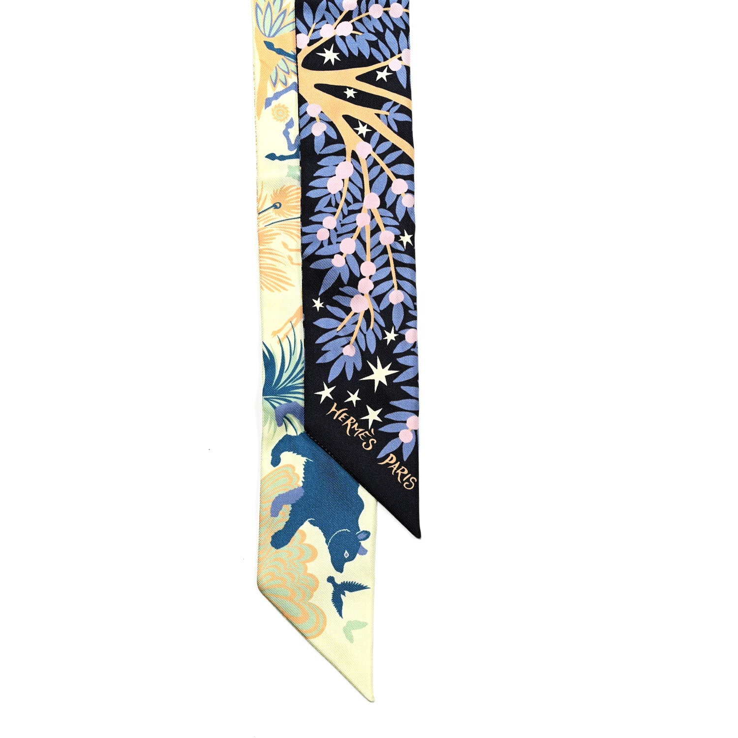 Hermes Silk Sous Le Charme D Orphee Twilly Bleu Black Jaune Soufre 2 of 4