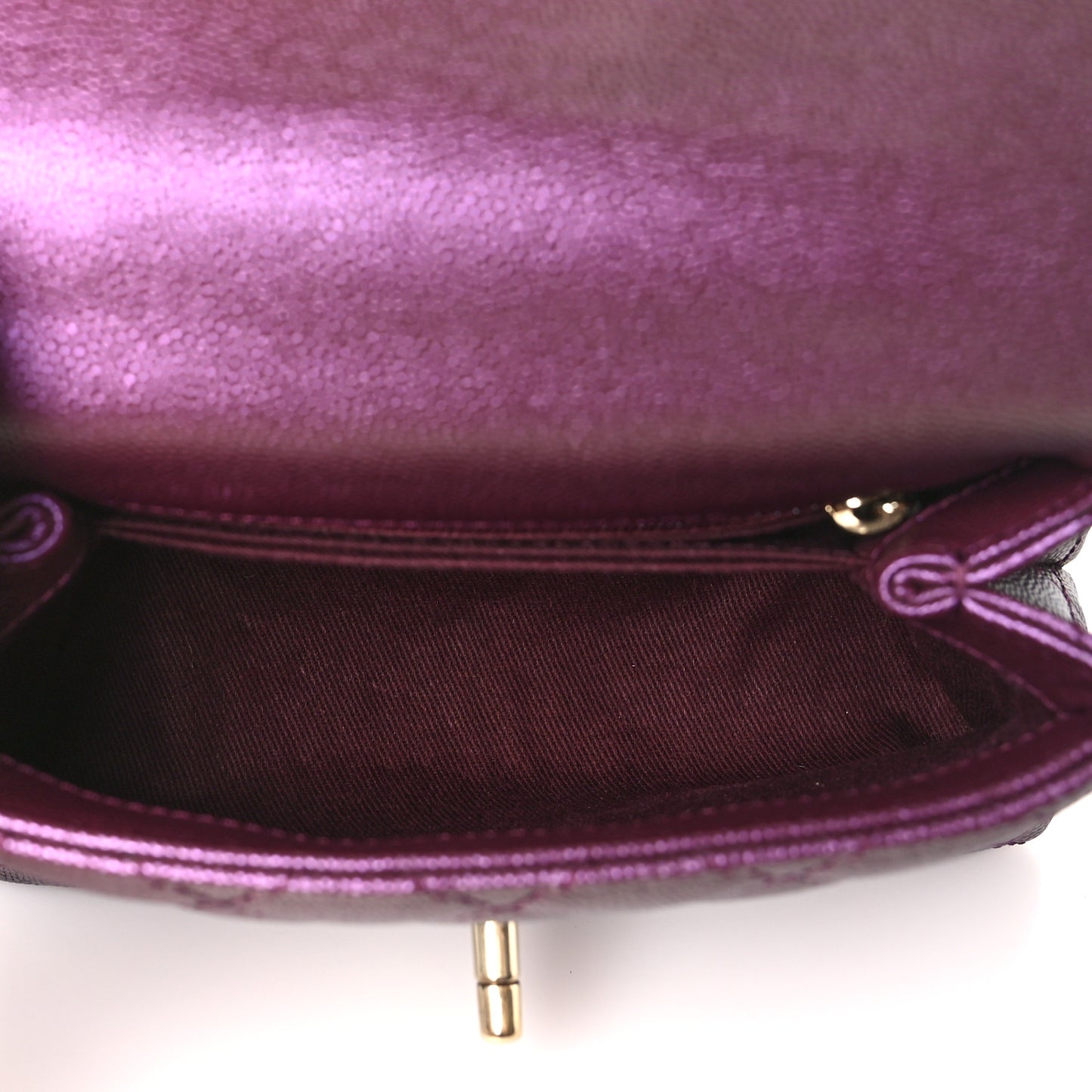 Iridescent Caviar Quilted Extra Mini Coco Handle Flap Purple