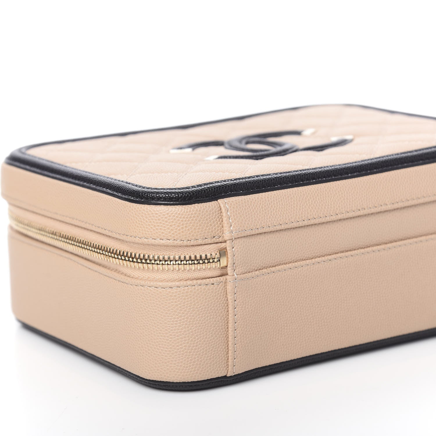 Chanel Caviar Quilted Medium CC Filigree Vanity Case Beige Black 9 of 11