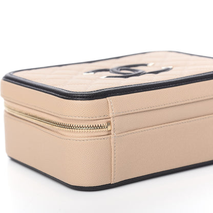 Chanel Caviar Quilted Medium CC Filigree Vanity Case Beige Black 9 of 11
