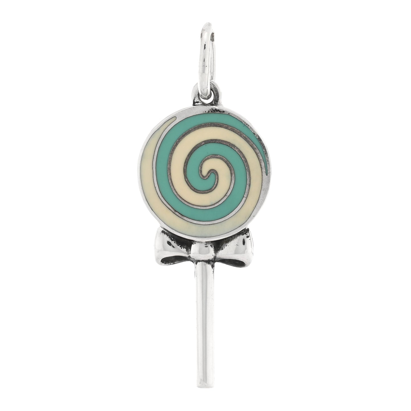 Sterling Silver Enamel Lollipop Charm Blue White