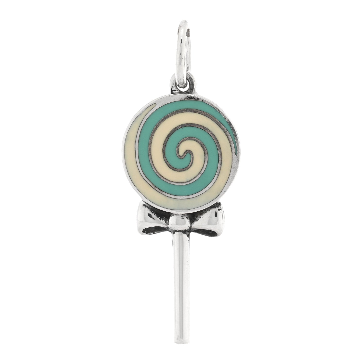 Tiffany Sterling Silver Enamel Lollipop Charm Blue White 1 of 3