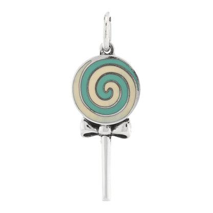 Tiffany Sterling Silver Enamel Lollipop Charm Blue White 1 of 3