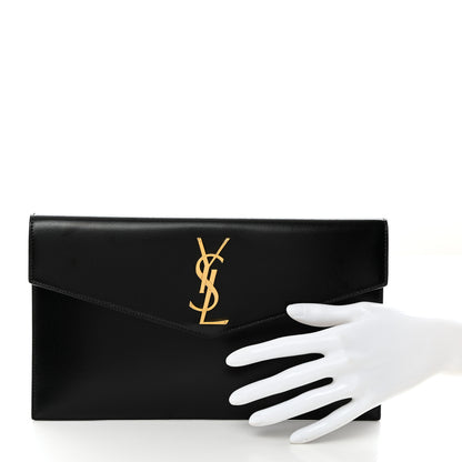 Saint Laurent Smooth Shiny Calfskin Monogram Uptown Pouch Black 2 of 7