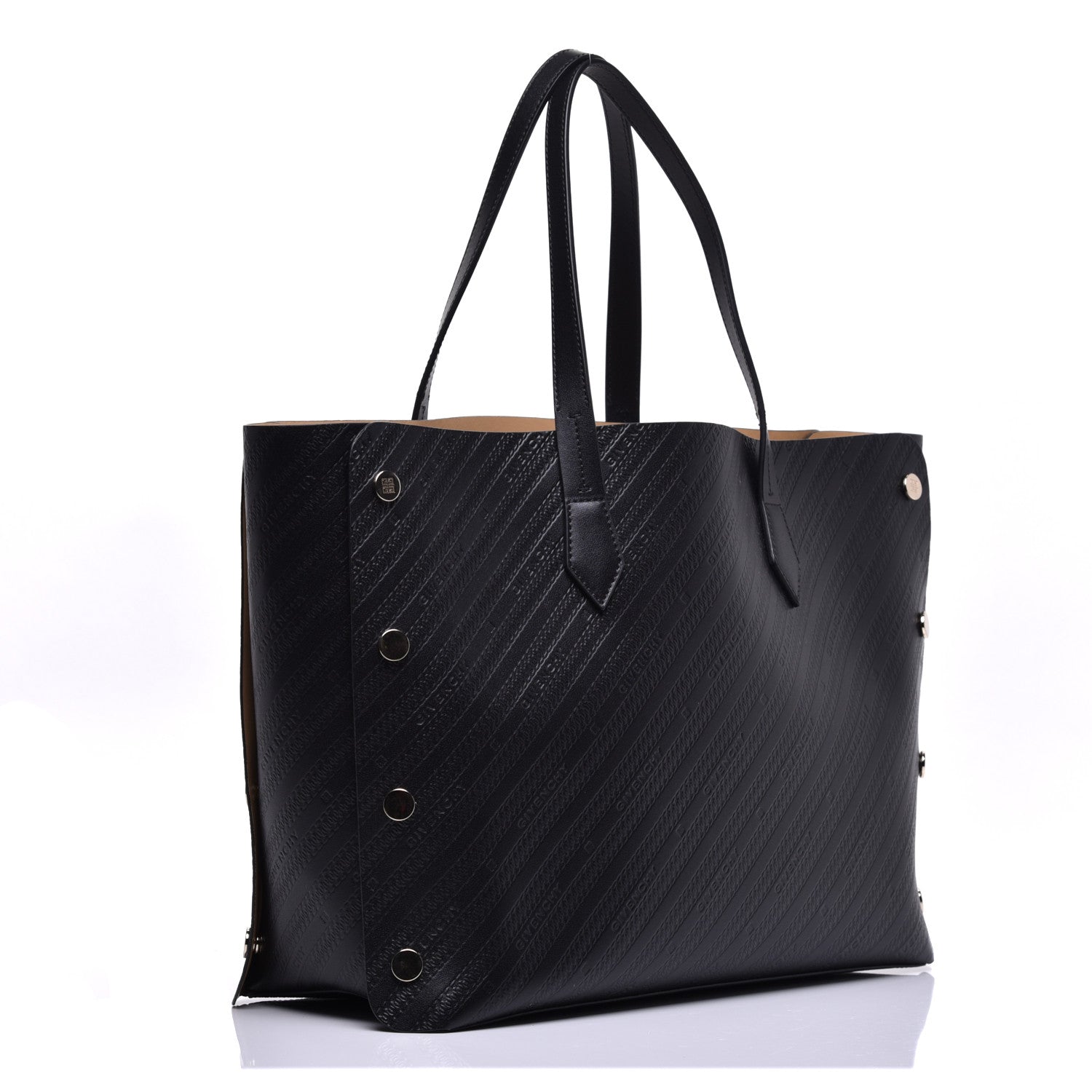 Givenchy Calfskin Chain Embossed Medium Bond Shopper Tote Black 3 of 8