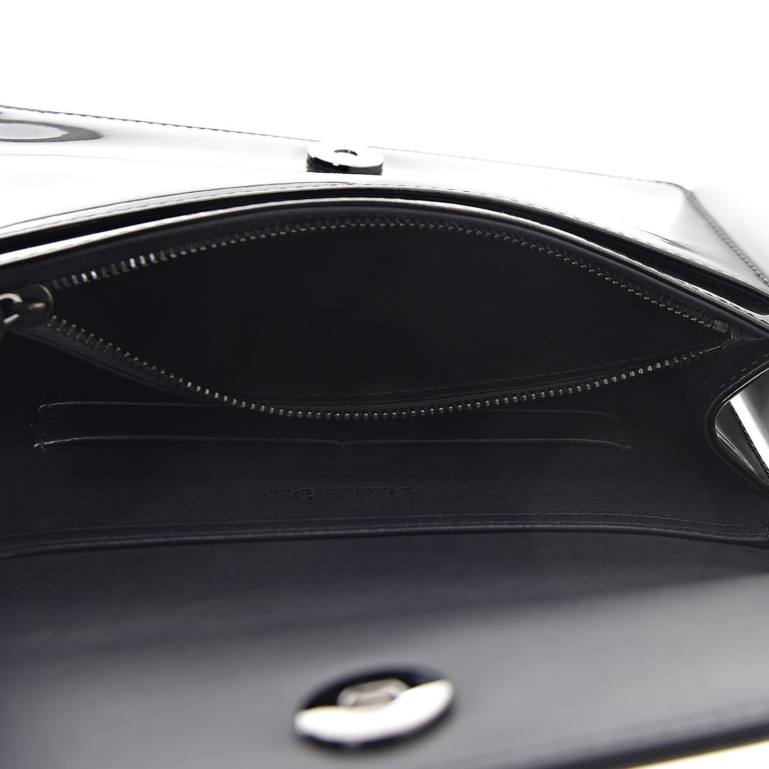 Christian Dior Metallic Patent Micro-Cannage Diorama Wallet on Chain Pouch Onyx Black 6 of 14