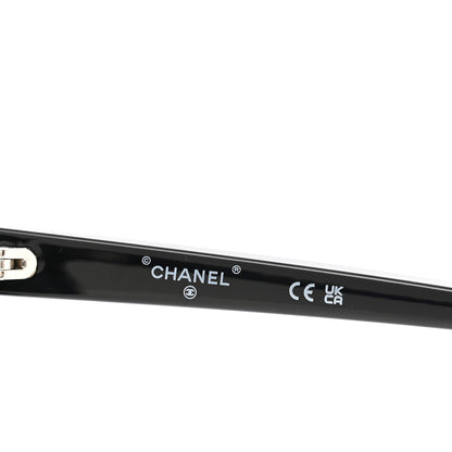 Chanel Shield Square Crystal Embellished Coco Beach Sunglasses Black Gray 7 of 9