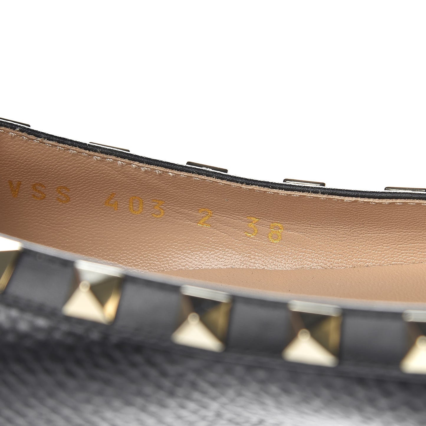 Pebbled Calfskin Rockstud Ballerina Flats 38 Black
