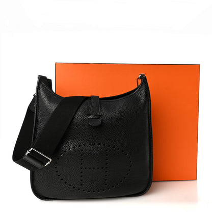 Hermes Taurillon Clemence EVELYNE III GM Black 20 of 21