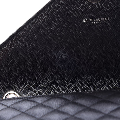 Saint Laurent Grain De Poudre Textured Mixed Matelasse Triquilt Medium Monogram Satchel Black 6 of 9