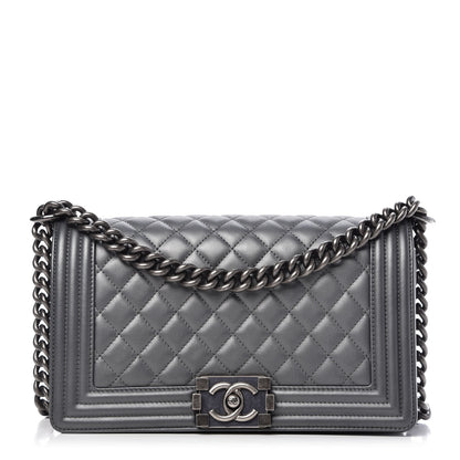 Chanel Calfskin Quilted Medium Boy Flap Dark Grey 1 of 10
