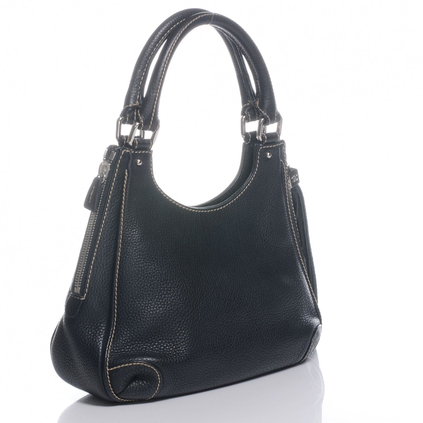 Leather Tassel Hobo Black