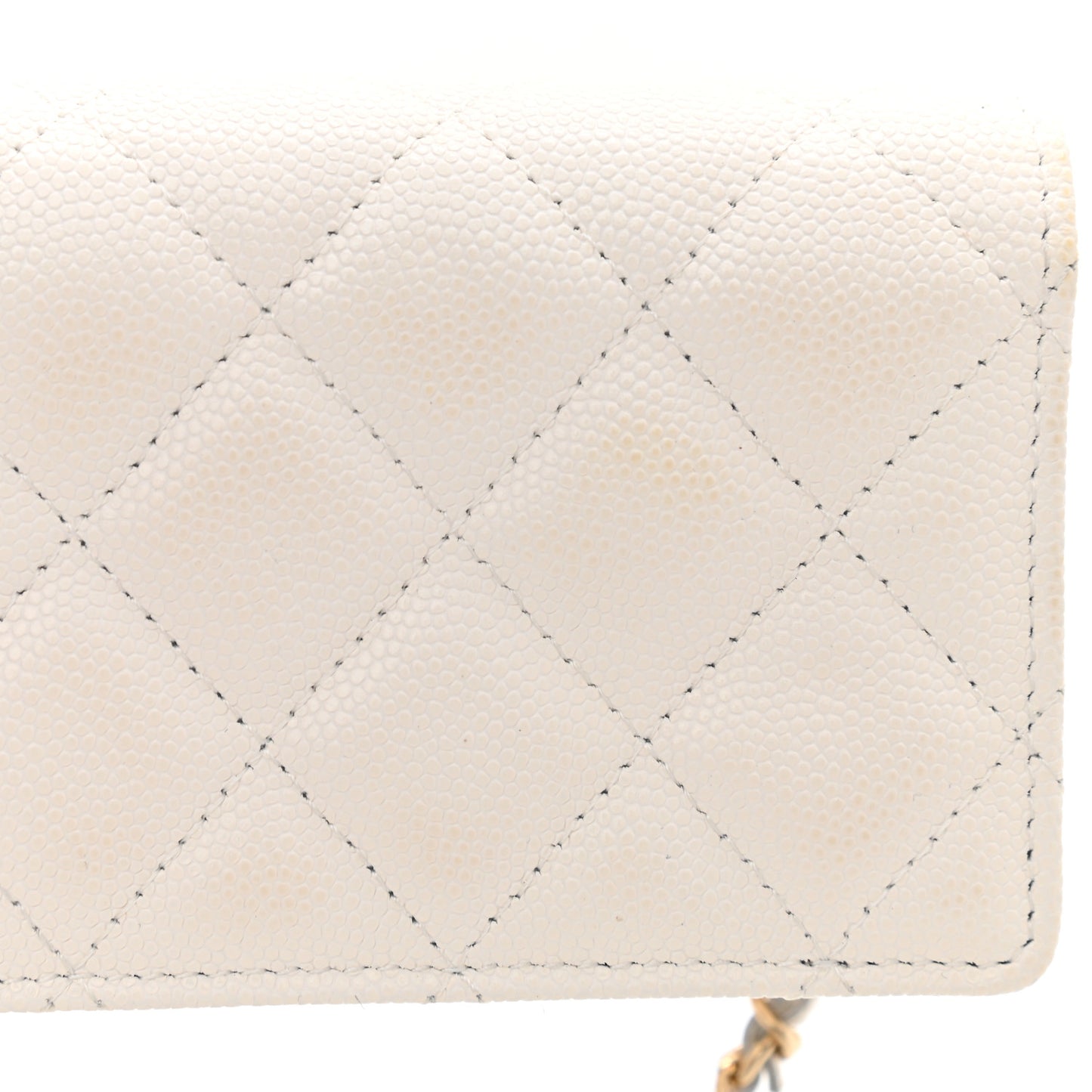 Caviar Quilted Belt Bag With Charms On Chain White
