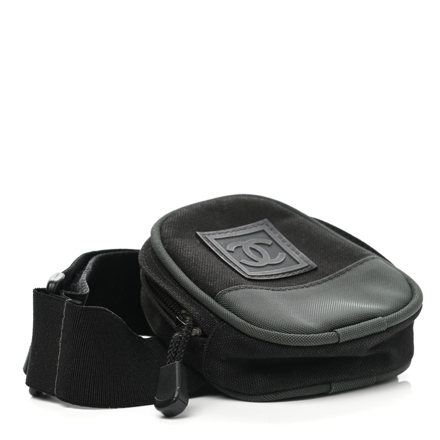 Chanel Canvas Nylon Sport Arm Pouch Black Green 4 of 9