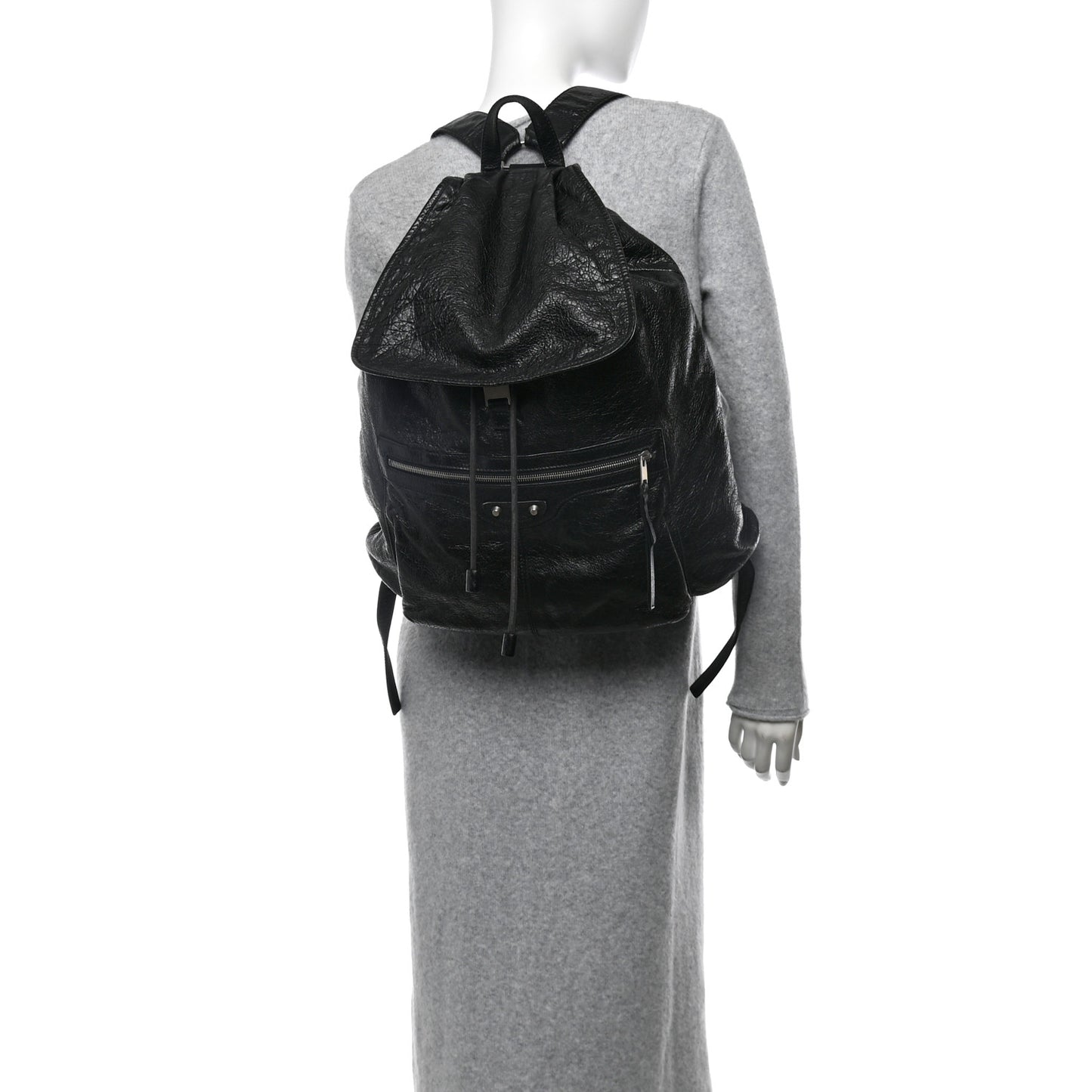 Agneau Classic Silver Hardware S Traveler Backpack Black