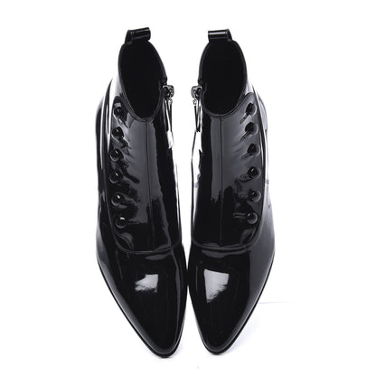 Saint Laurent Vernice Belle Button Ankle Boots 37 Black 5 of 11