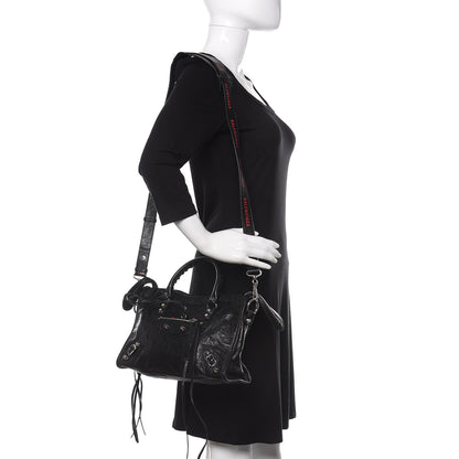 Balenciaga Agneau Classic Silver Hardware S City Logo Strap Black Red 2 of 10