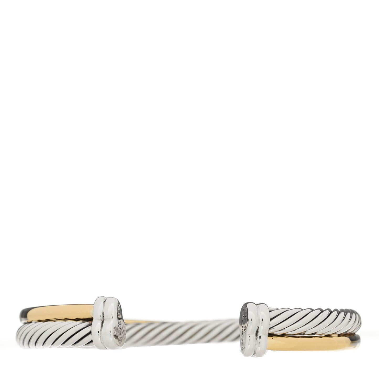 Sterling Silver 18K Yellow Gold 5mm Crossover Cuff Bracelet