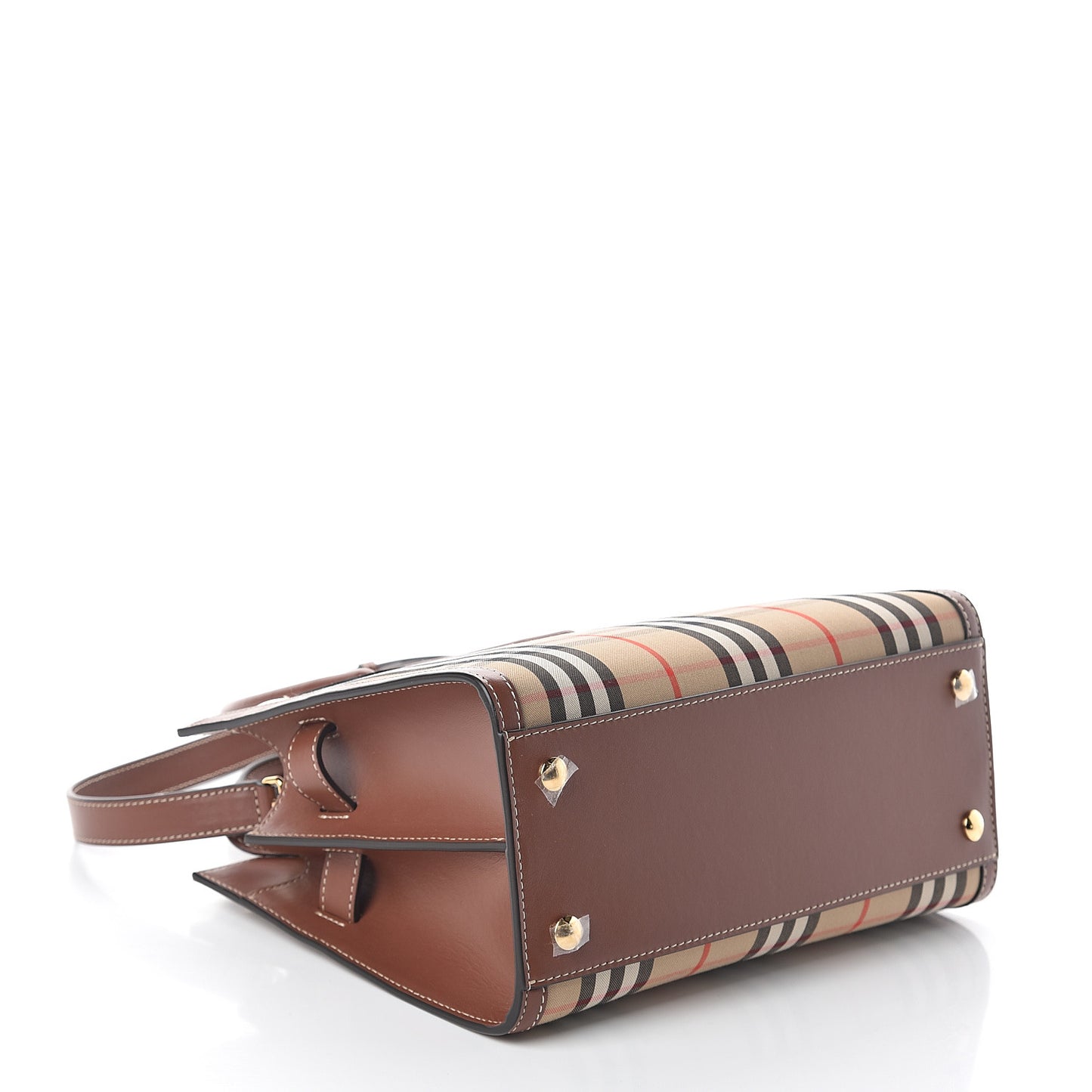 Calfskin Vintage Check Mini Two Handle Title Bag Archive Beige