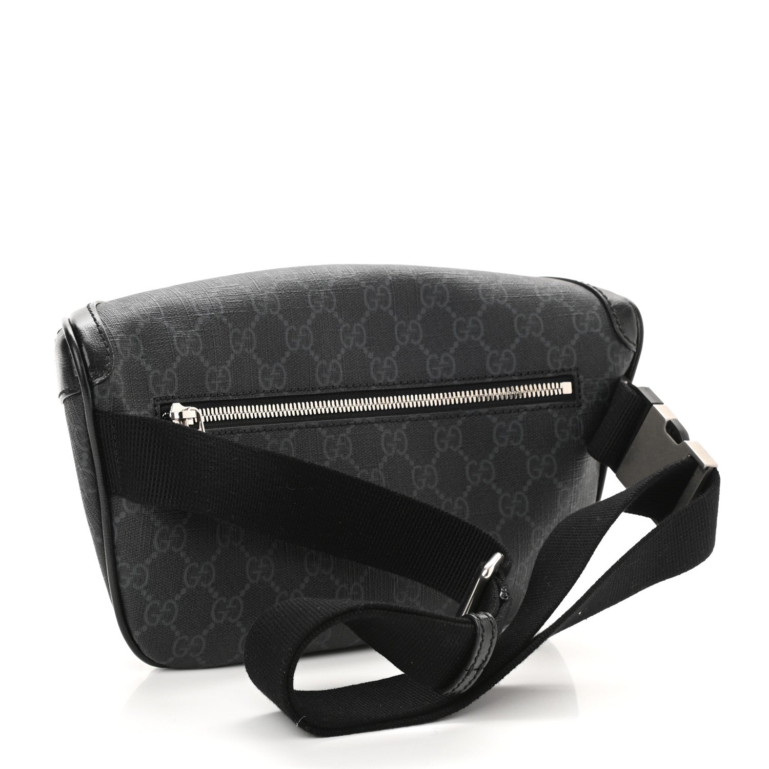 Gucci GG Supreme Monogram Textured Calfskin Retro Interlocking G Belt Bag Black 3 of 8