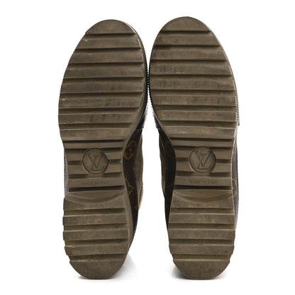 Louis Vuitton Suede Calfskin Monogram Laureate Platform Desert Boots 37.5 Taupe 6 of 17