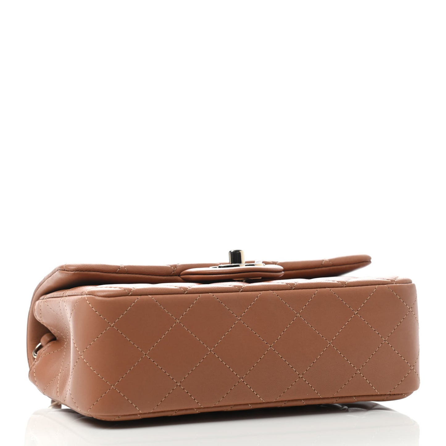 Lambskin Quilted Mini Rectangular Flap Brown