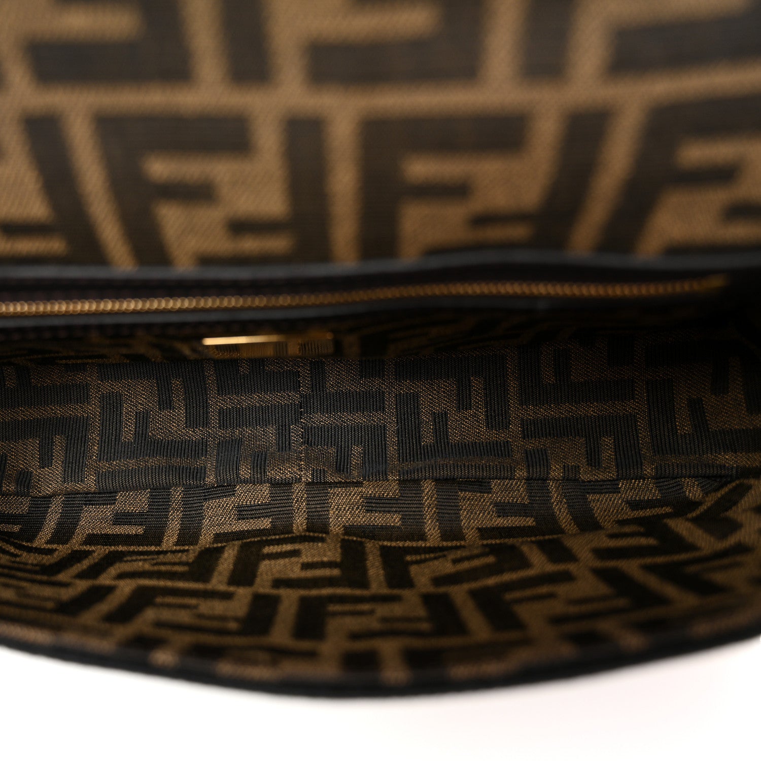 Fendi Fabric Jacquard FF 1974 Medium Baguette Tobacco Moro Black 5 of 11