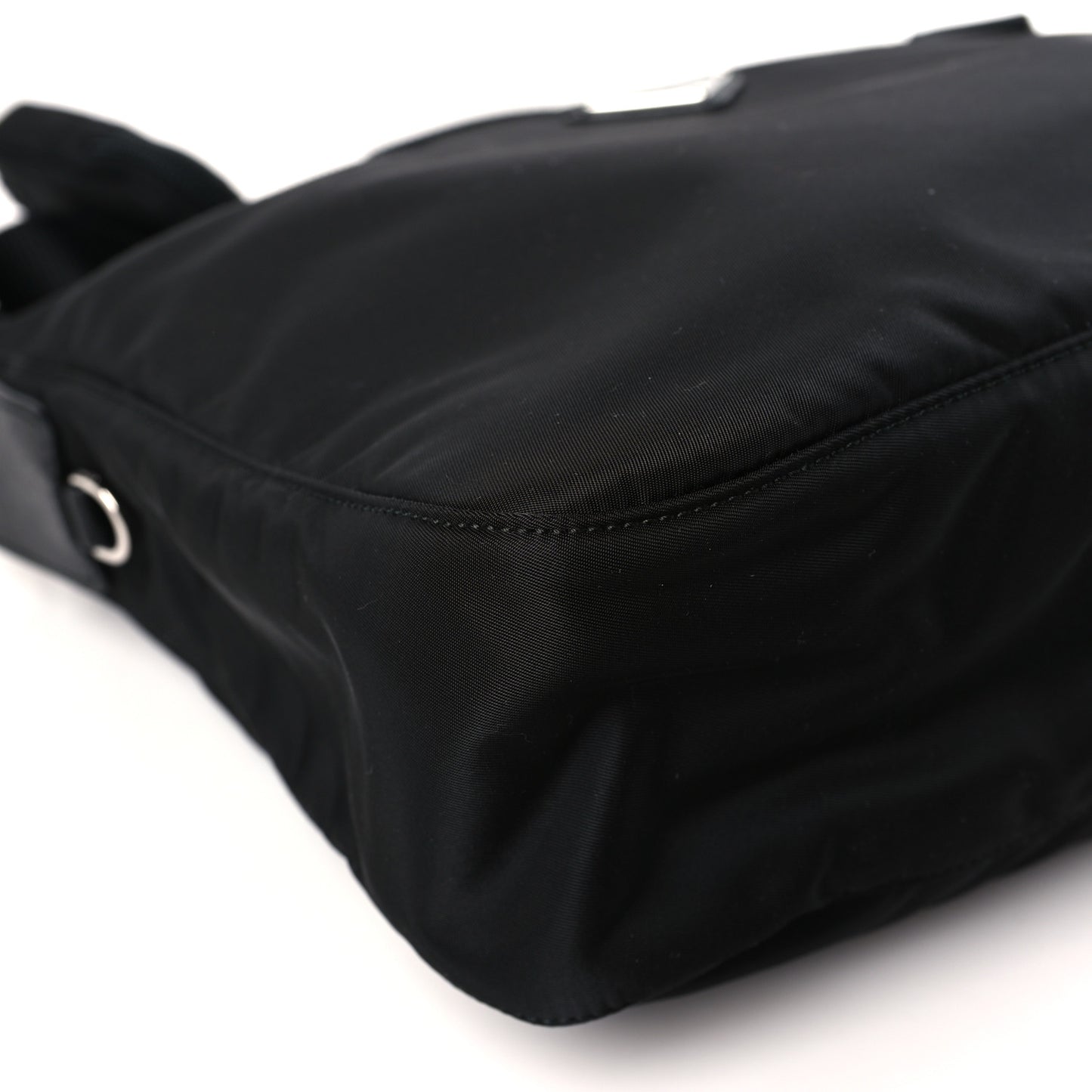 Re-Nylon Vela Saffiano Pocket Double Zip Messenger Bag Black