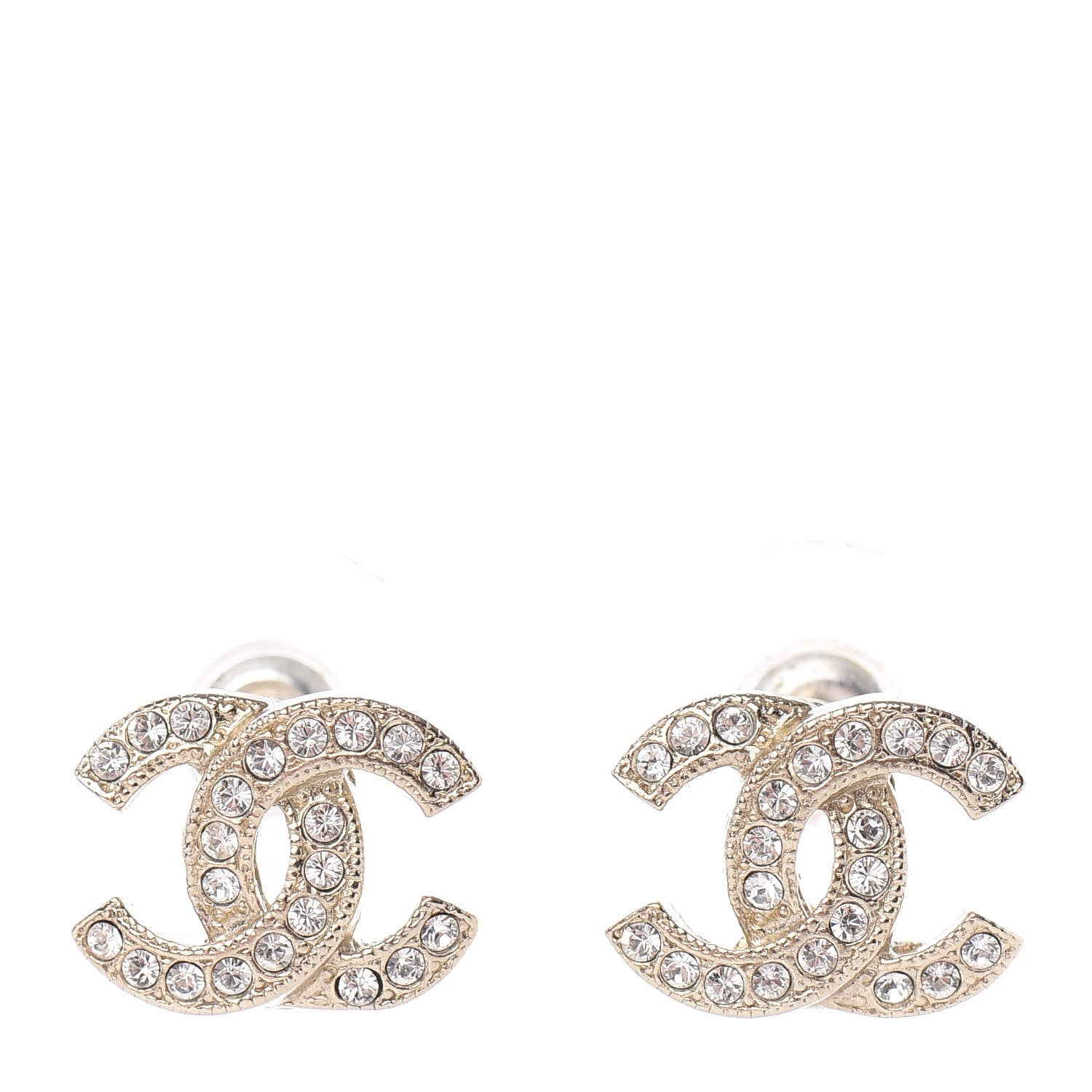 Chanel Crystal CC Earrings Light Gold 1 of 5