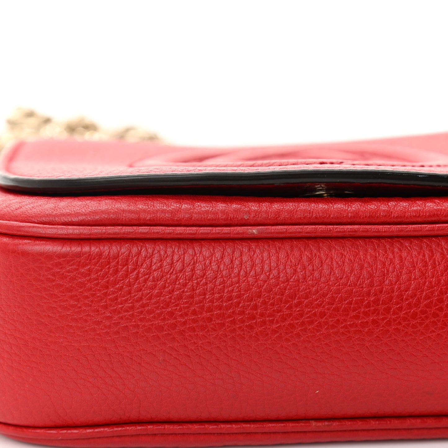 Pebbled Calfskin Small Soho Flap Crossbody Red