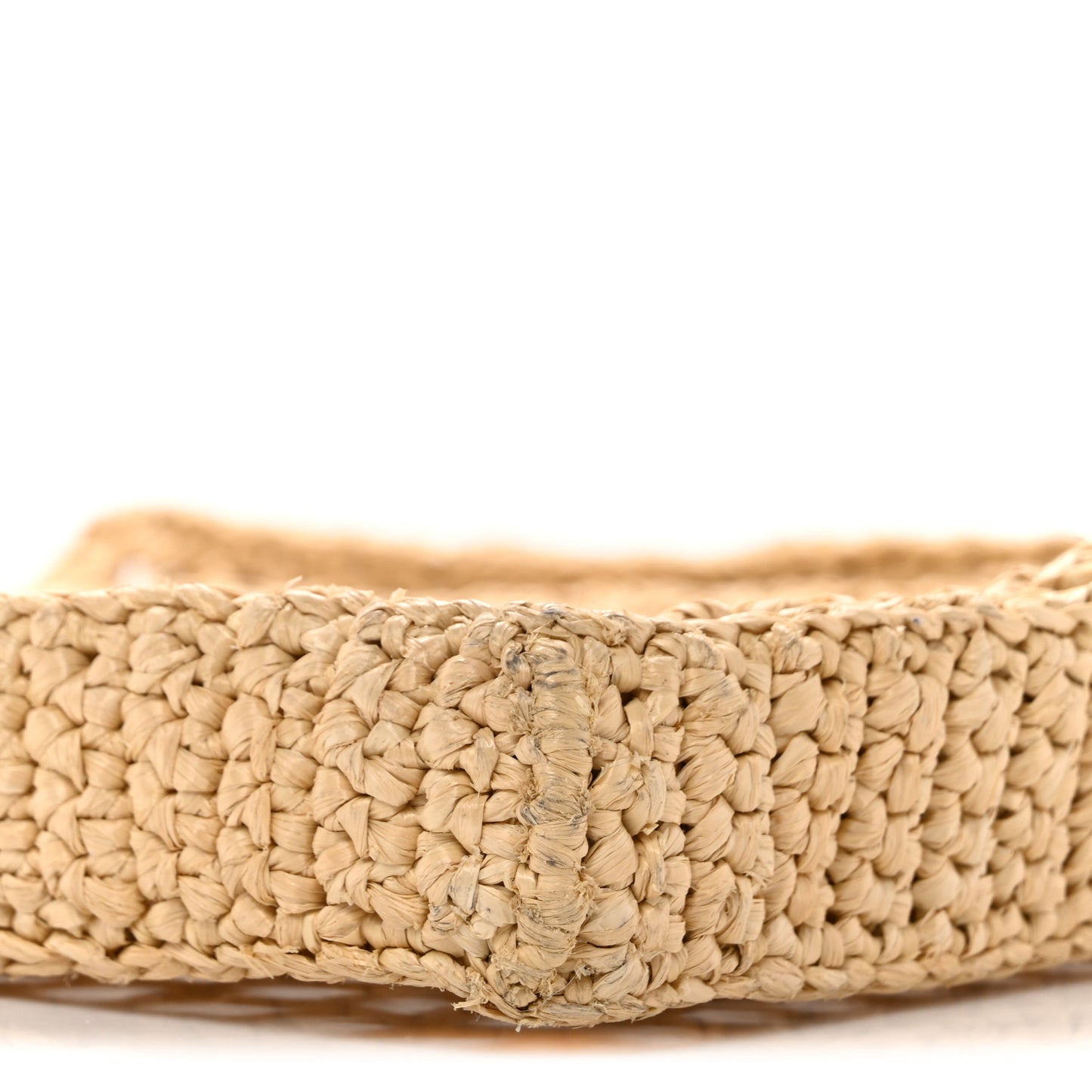 Yarn Raffia Effect Crochet Logo Embroidered Tote Bag Naturale