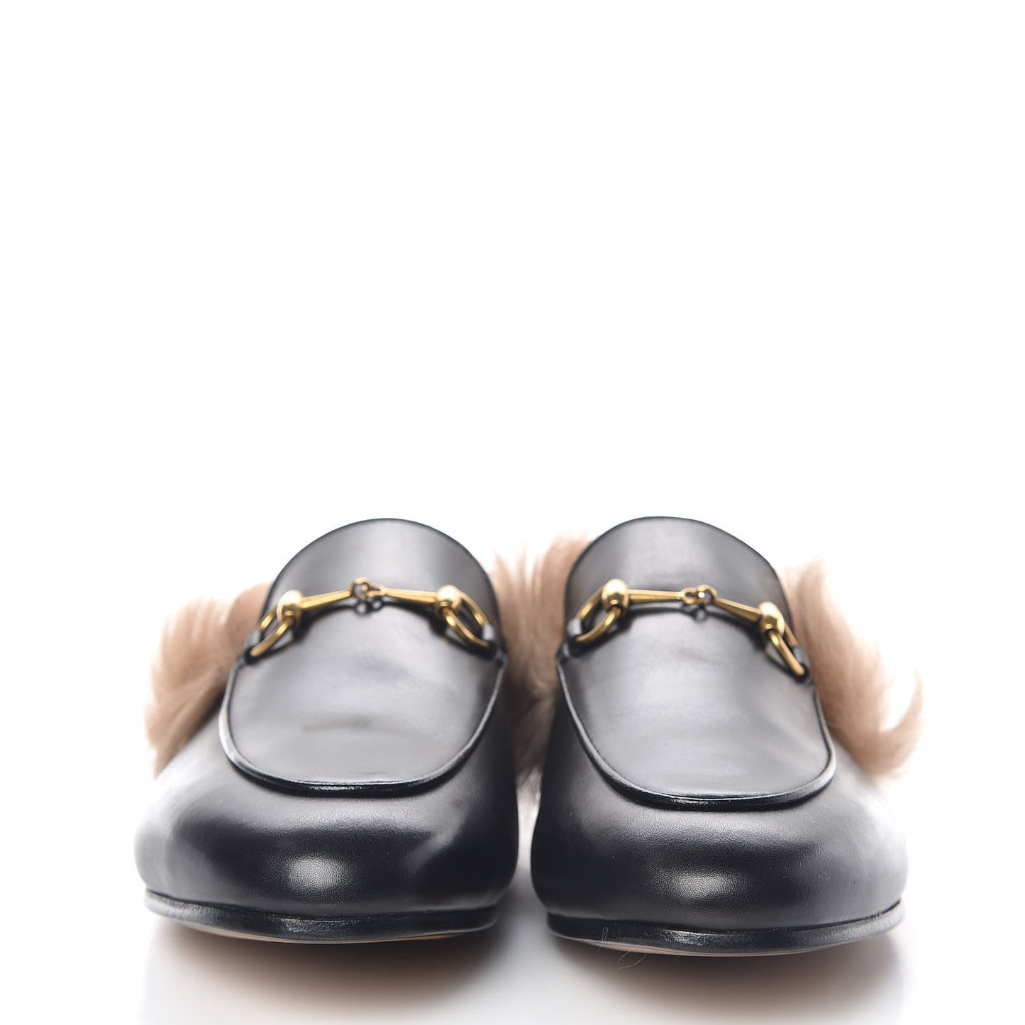 Calfskin Fur Womens Princetown Slippers 38.5 Black
