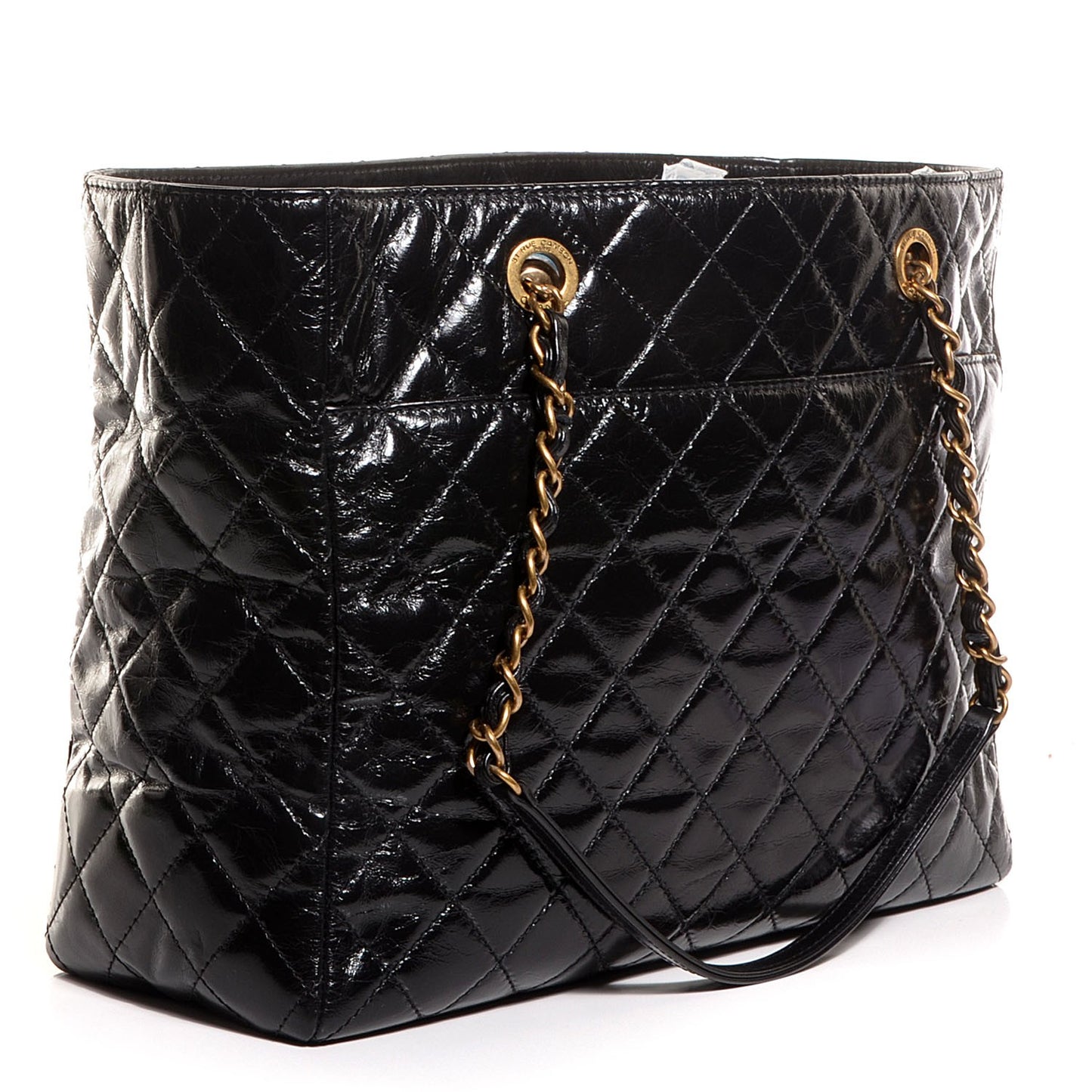 Glazed Calfskin Bubble CC Tote Black