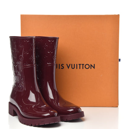 Louis Vuitton Rubber Embossed Monogram Drops Flat Half Boots 39 Burgundy 9 of 9