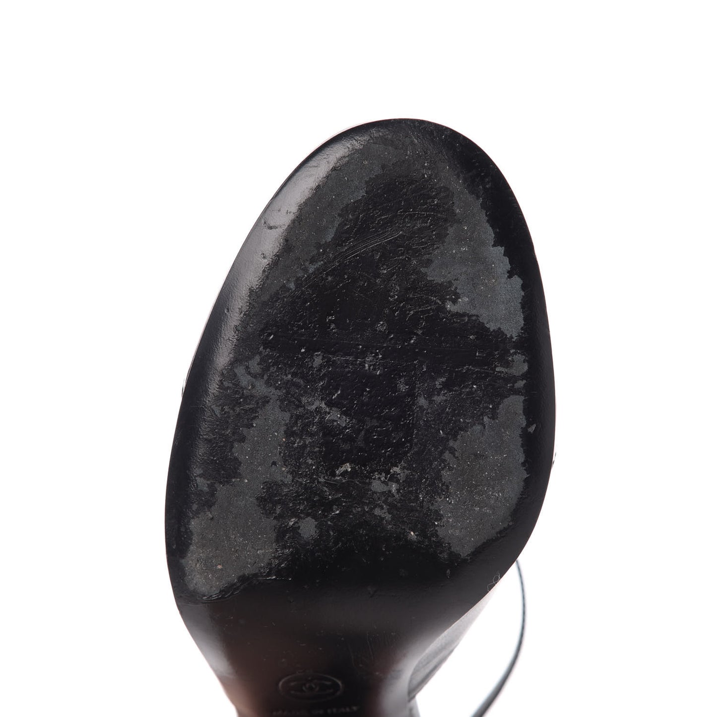 Patent Cap Toe Chain Ankle Strap Pumps 37.5 Black