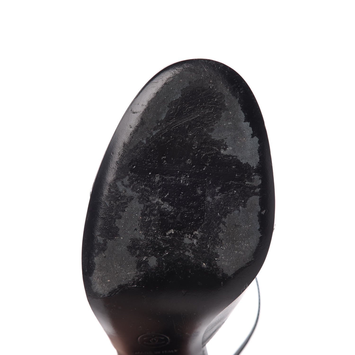 Chanel Patent Cap Toe Chain Ankle Strap Pumps 37.5 Black 9 of 10