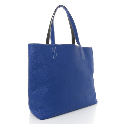 Hermes Taurillon Clemence Double Sens 36 Reversible Tote Etain Bleu Electrique 4 of 16