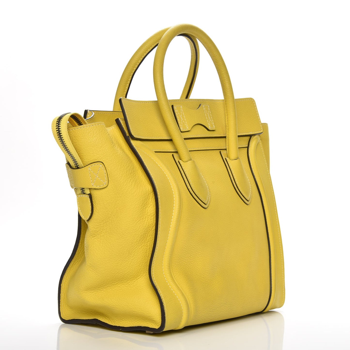 Drummed Calfskin Mini Luggage Citron