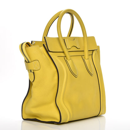 Celine Drummed Calfskin Mini Luggage Citron 3 of 10