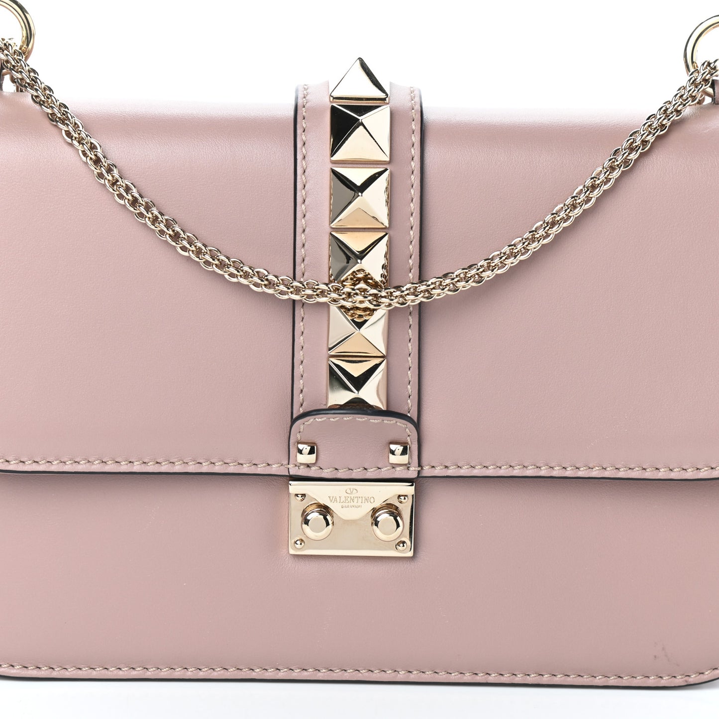 Vitello Medium Glam Lock Rockstud Flap Poudre