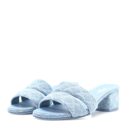 Chanel Denim Quilted Mules 36 Blue 4 of 9