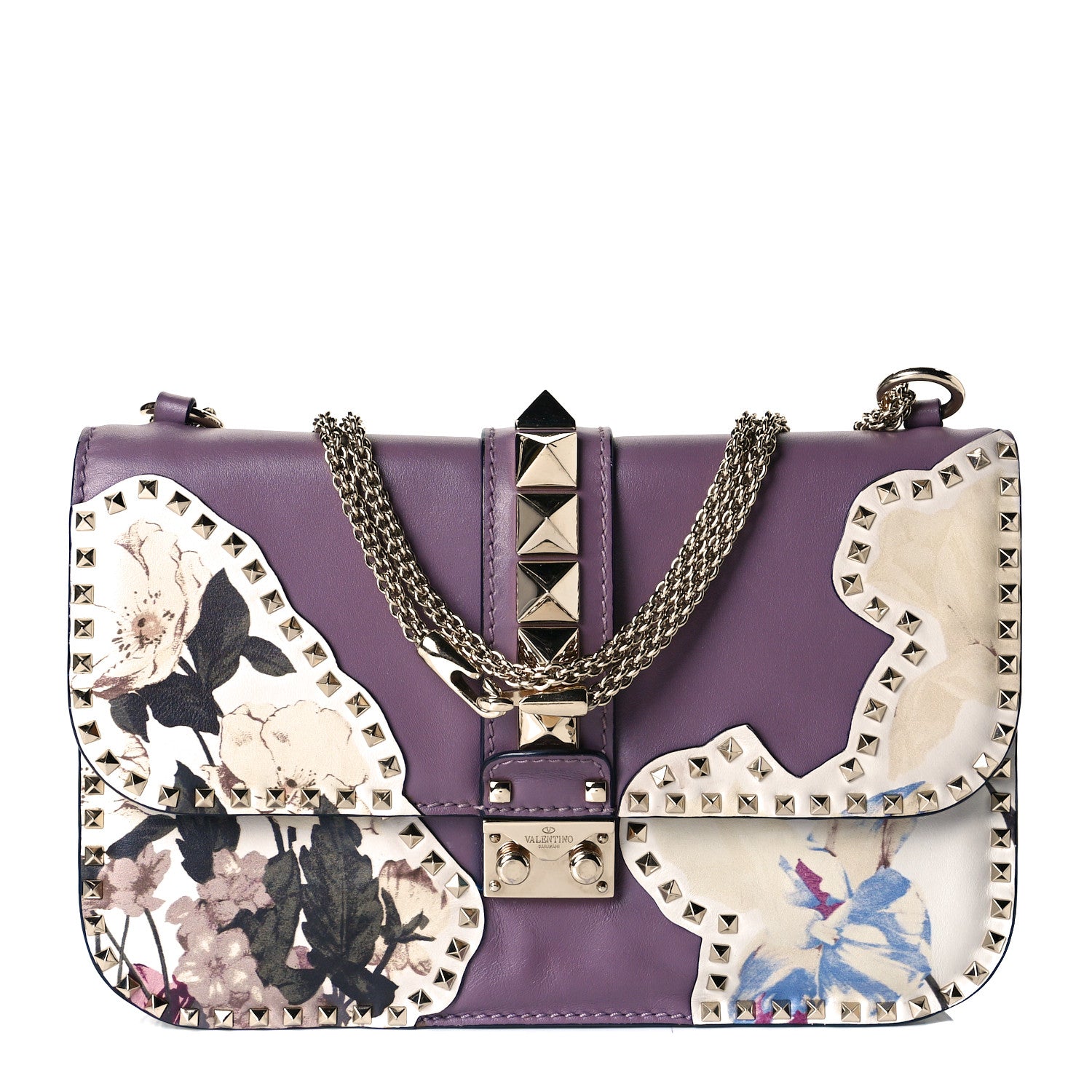 Valentino Garavani Vitello Monogram Kimono 1997 Print Medium Glam Lock Rockstud Flap Dark Mauve 1 of 7