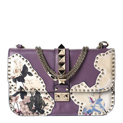 Valentino Garavani Vitello Monogram Kimono 1997 Print Medium Glam Lock Rockstud Flap Dark Mauve 1 of 7