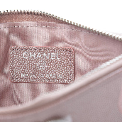 Chanel Metallic Caviar Chevron Quilted Small Vintage Mademoiselle Cosmetic Case Pink 6 of 8
