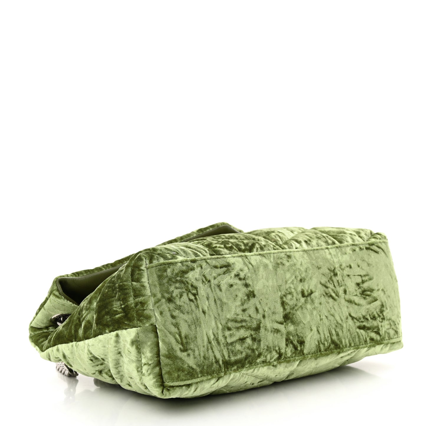 Crushed Velvet Quilted Small Loulou Puffer Monogram Chain Satchel Green
