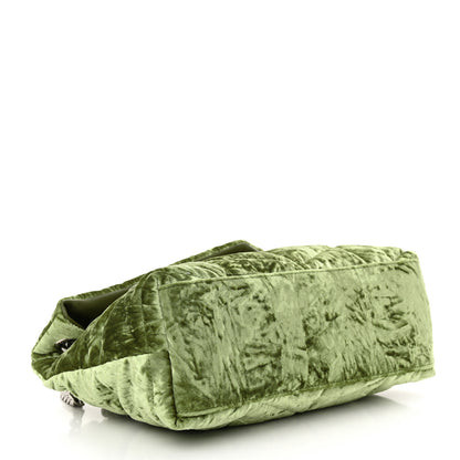Saint Laurent Crushed Velvet Quilted Small Loulou Puffer Monogram Chain Satchel Green 4 of 11
