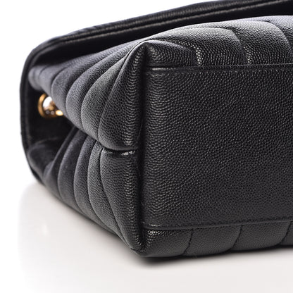 Saint Laurent Grain de Poudre Calfskin Y Quilted Monogram Small Loulou Chain Satchel Black 9 of 10