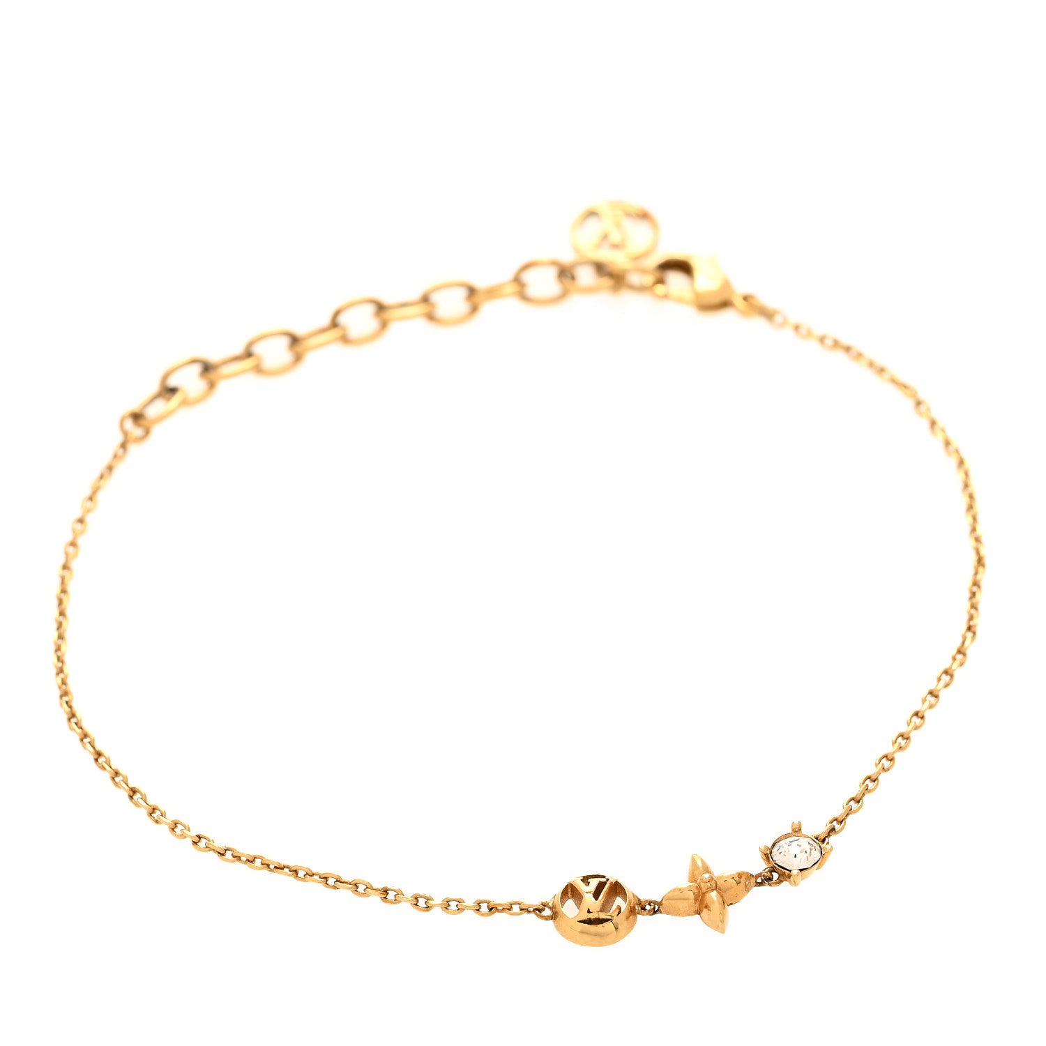 Louis Vuitton Metal Crystal Petit Louis Bracelet Gold 1 of 6